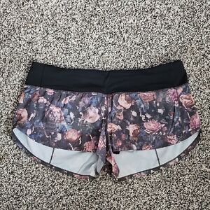 lululemon athletica Black and Purple Floral Athletic Shorts